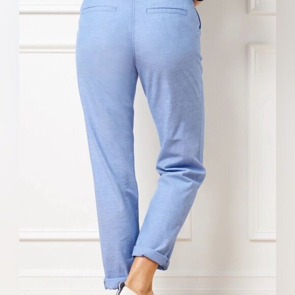Talbots Relaxed Chino Chambray Pants Size 14P Travel Resort Vacation - Picture 3 of 8